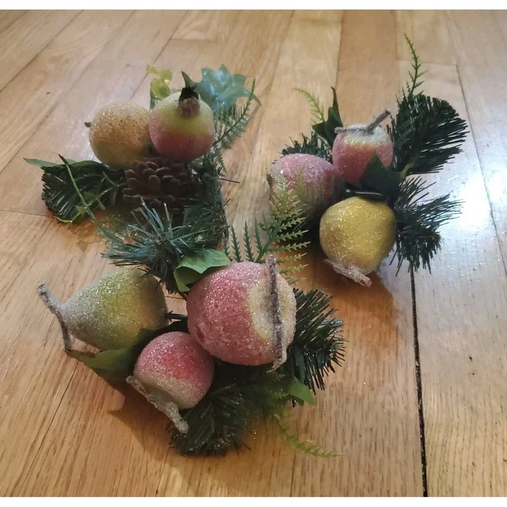 Artificial Pine Stem Floral Pick And Clip On Sugared Fruit Home Decor